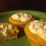 Carrot Cupcakes with Cream Cheese Frosting, 18 grams protein, 284 calories